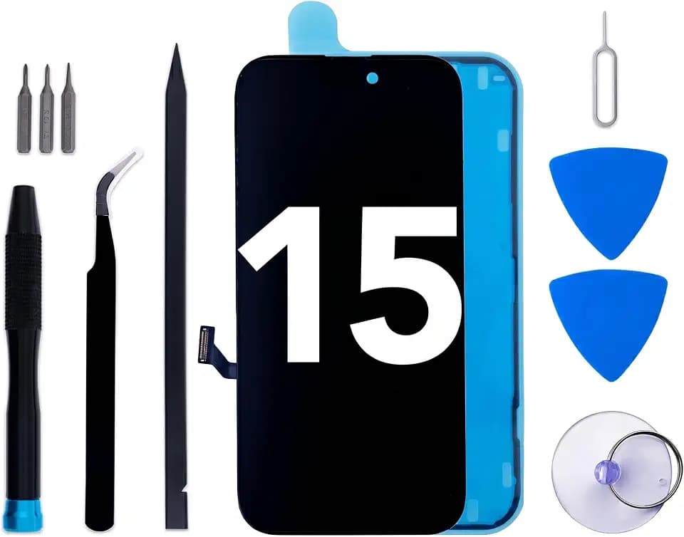Screen Replacement Kit for iPhone 15, 6.1" LCD Digitizer Assembly & Tools