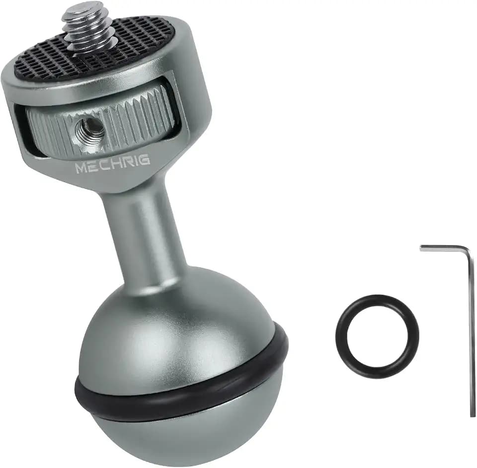 1" Ball Adapter with 1/4"-20 Threaded Stud & 360° Locking Knob, Anti-Slip Ring for GoPro, for Insta360, for DJI Osmo Action, Compatible with RAM Mounts B Size Double Socket Arm