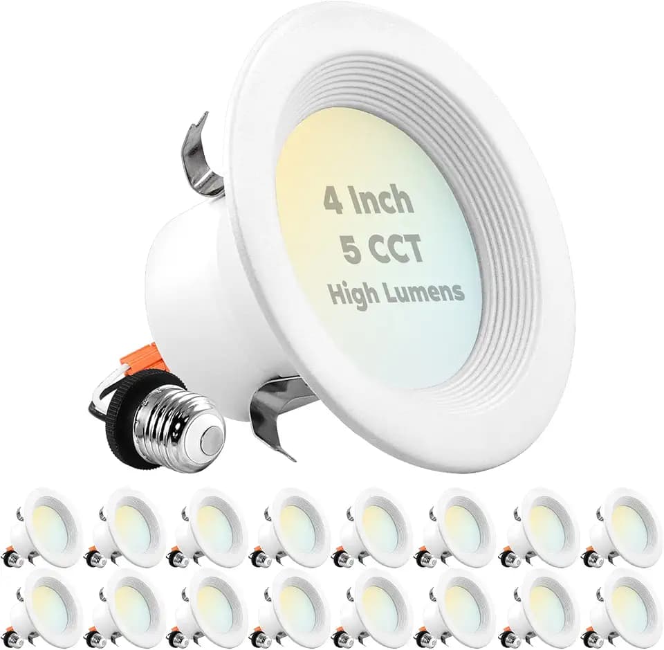 LUXRITE 4 Inch LED Recessed Can Lights, 14W=75W, 950 Lumens CRI 90, 16 Pack