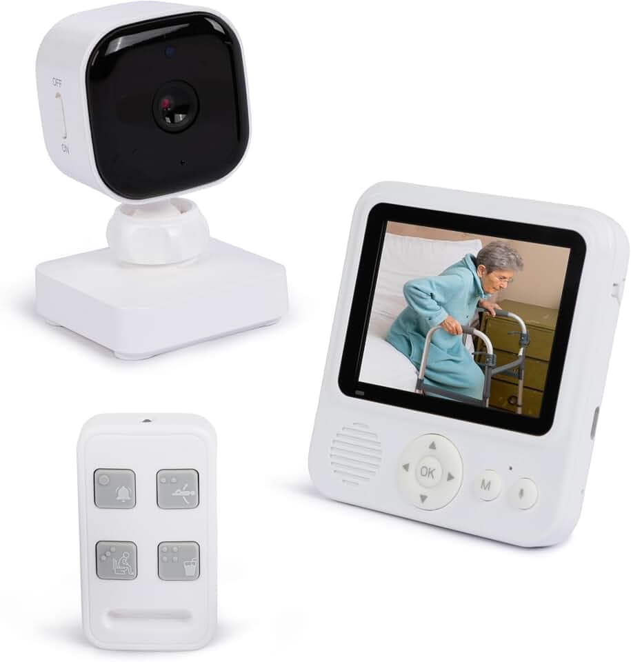 Smart Caregiver Video Monitor for Elderly Care and Caregivers, Portable, Rechargeable, Infrared Night Vision, Secure Connection, No WiFi