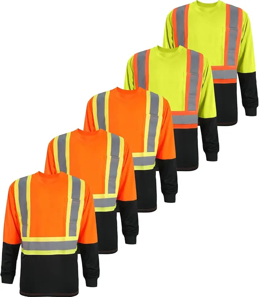LeeHanTon Safety Shirt High Visibility Shirts Hi Vis Construction Work Short Shirt Reflective Strips Quick Dry T Shirt
