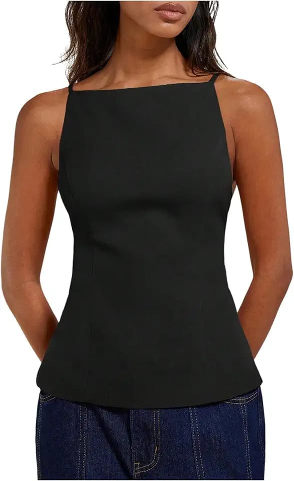 MakeMeChic Women's Backless Tops Going Out Dressy Halter Top