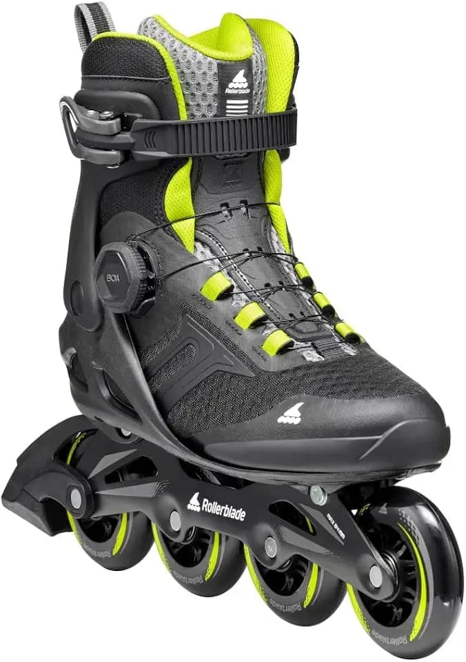 Rollerblade Macroblade 84 BOA, Adult Fitness Inline Skate, Black & Lime, Performance Inline Skates