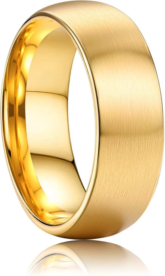 ORAZIO Stainless Steel Wedding Rings for Men Women 6mm 8mm Mens Wedding Band Sliver/Black/Gold Plated Brushed Matte Finish Surface High Polish Edge Mens Rings Engagement Promise Ring Comfort Fit 6-14