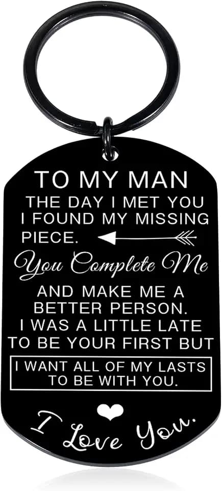 To My Man Keychain, Personalized Husband Valentines Keychain Gifts for Men, Anniversary Steel Gifts for Him Mens Gift