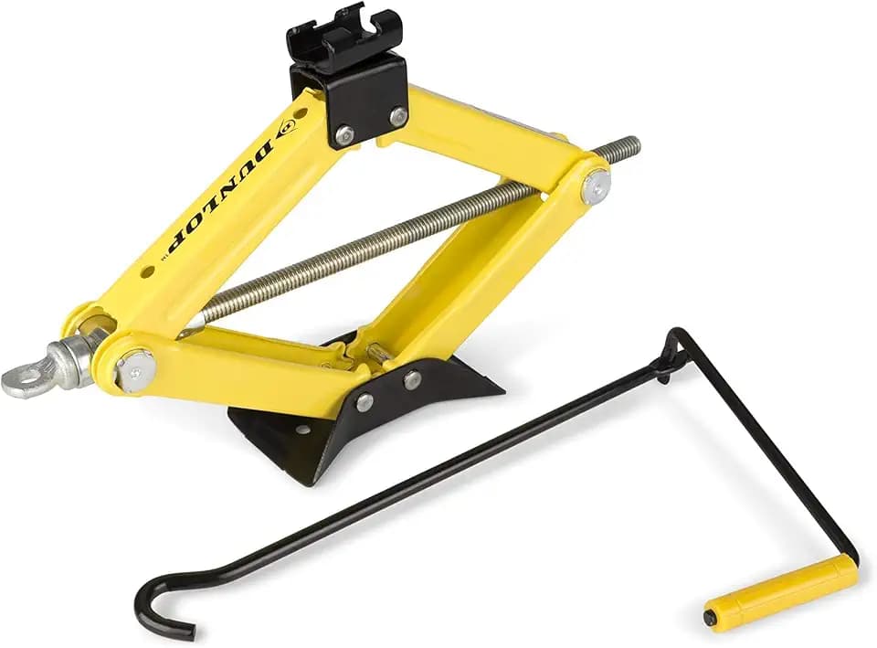 Dunlop Scherenwagenheber 1500 kg | Kfz-Wagenheber mit Spindelantrieb | Flache Bauweise - nur 105mm Bodenfreiheit benötigt | Maximale Hubhöhe 380mm | GS geprüft