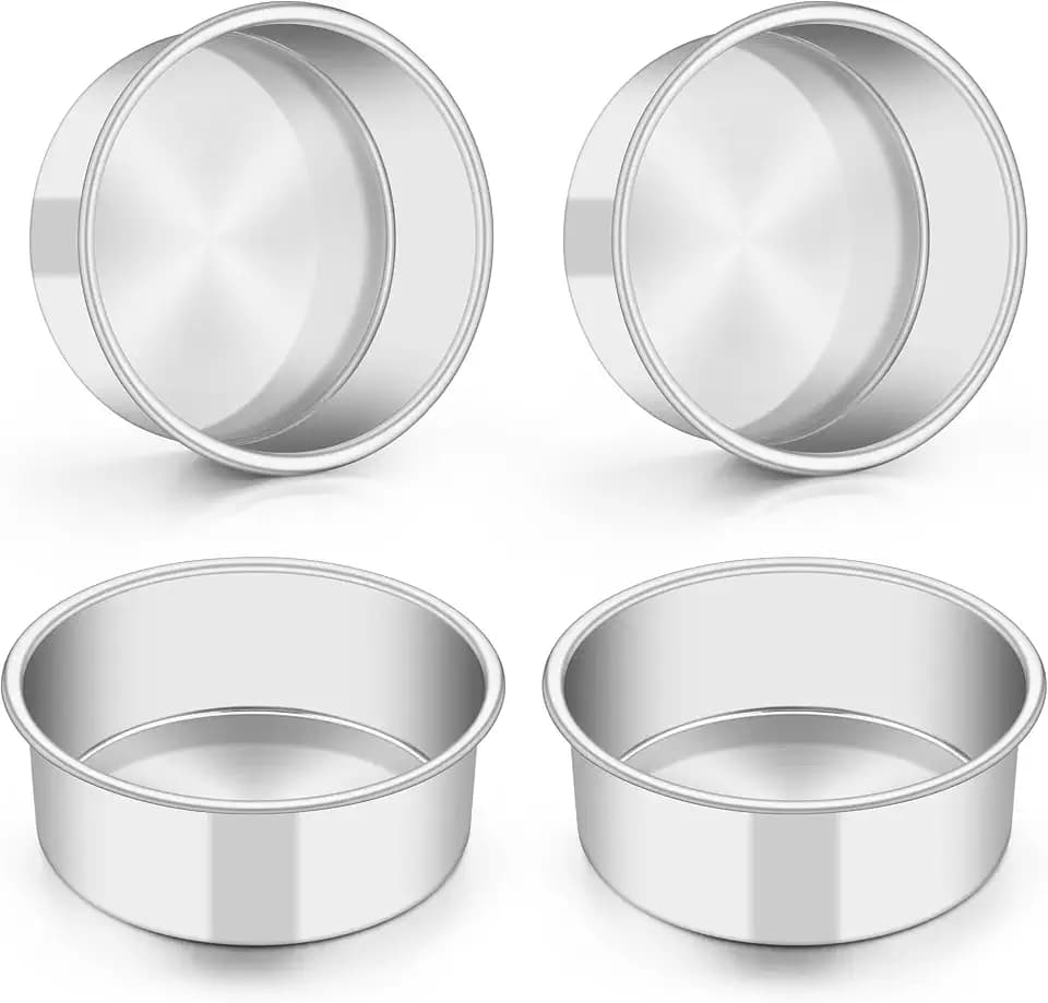 TeamFar 5 Inch Cake Pan Set of 4, Stainless Steel Small Layer Cake Pans Tin