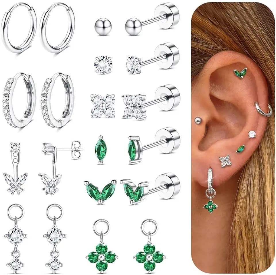 MILACOLATO 10 Paar Ohrringe Gold Silber Set Ohrstecker Creolen Piercing Ohr