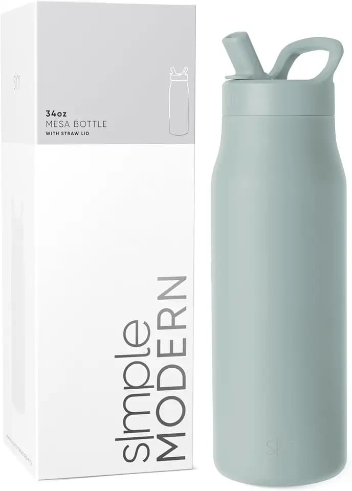 Simple Modern Insulated Water Bottle with Manual Straw | 34oz | Green
