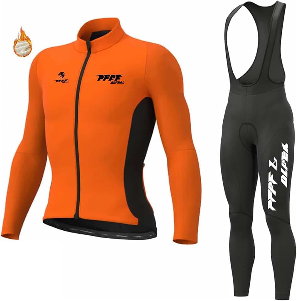 Radtrikot Set,Winter Fleece Radtrikot Fahrradanzug Herren Fahrradbekleidung Radsportanzüge Fahrradtrikot mit Thermofleecefutter Fahrradhose mit Sitzpolster