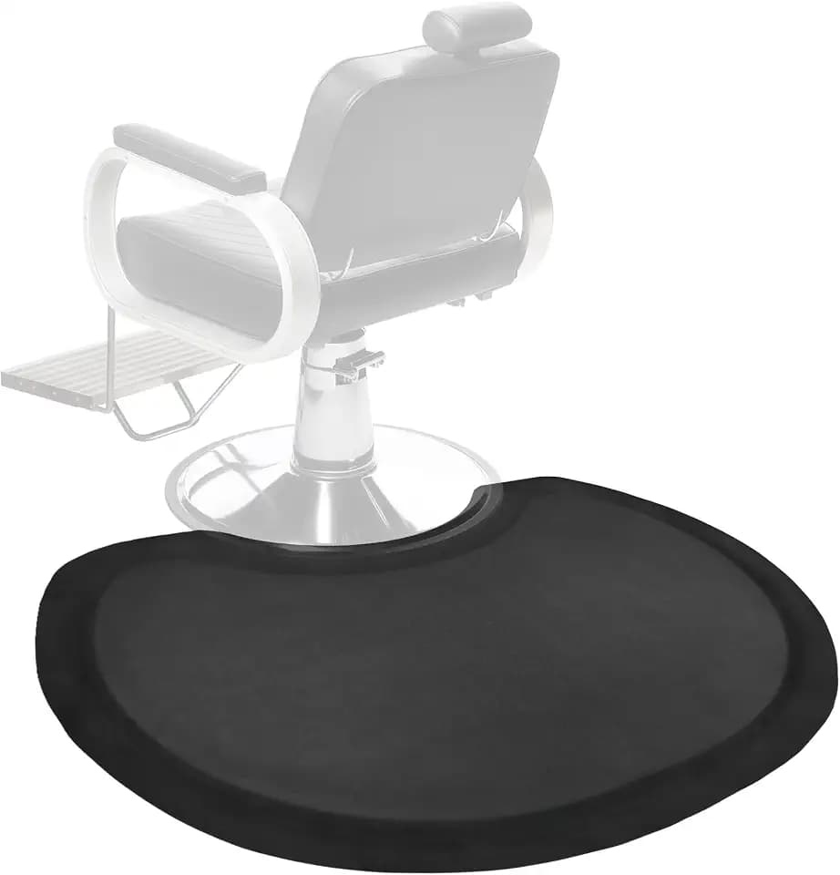 Anti Fatigue Semi Circle Salon Mat for Hair Stylist Anti-Slip Antique Series Salon & Barber Shop Chair Floor Mat (2.5' x 3.5' x 1/2'', Black)