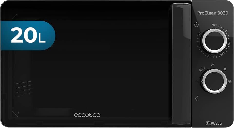 Cecotec Mikrowelle ProClean 3030, 20L, 700W, 3DWave, Schwarz, 30-Min.-Timer