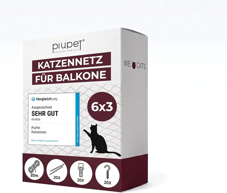 PiuPet® 6x3m Katzennetz für Balkon & Fenster - Transparent & Reißfest