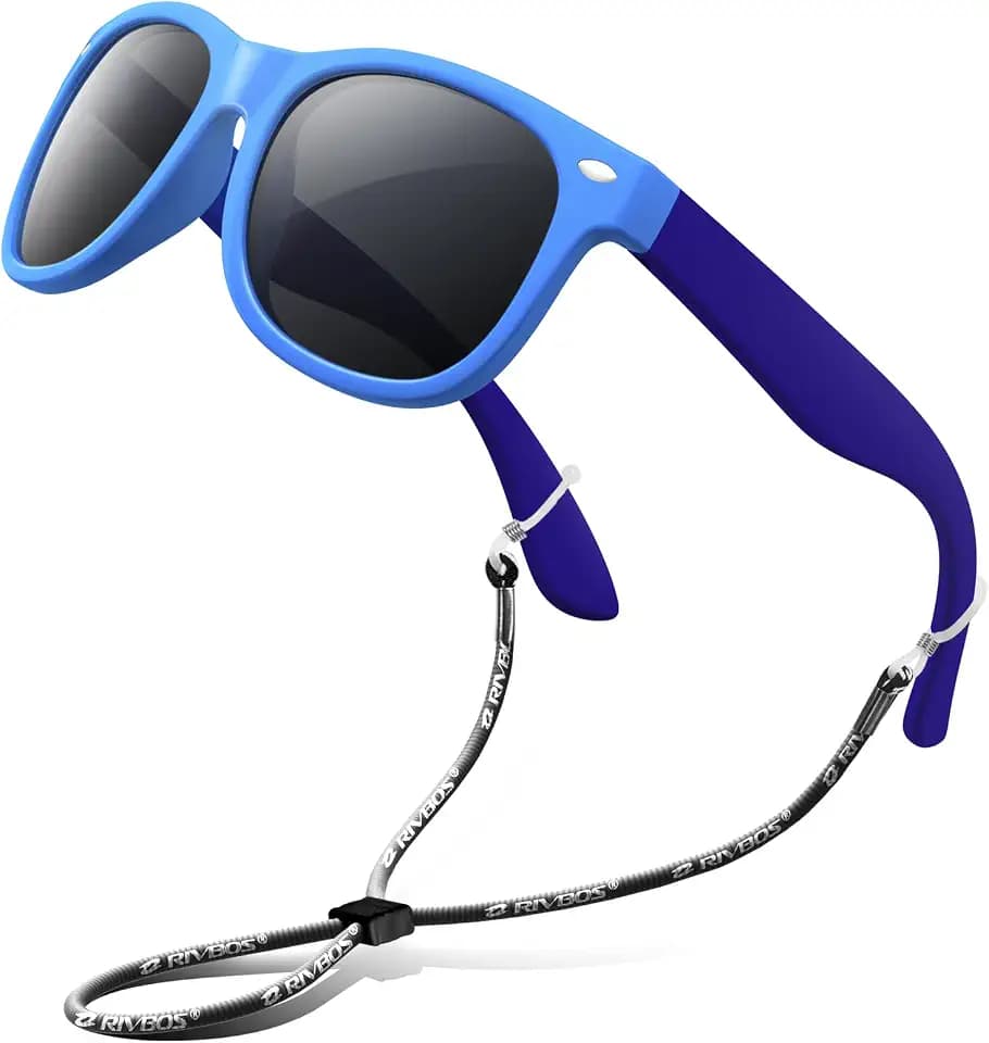 RIVBOS Kids Sunglasses Polarized UV400 TPE with Strap for Boys Girls RBK004