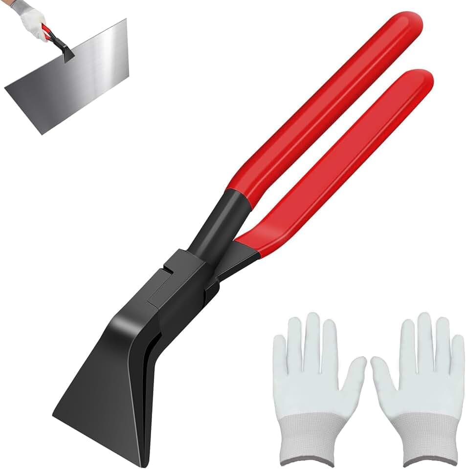 Falzzange 45°, 1 Stück Abkantzange Maulbreite 6cm, Biegezange Blechbiegezange, Biegezange Breit, Rot Blechbiegezange, Falzzange mit Griff und Handschuhe, zum Biegen und Glätten von Blechen