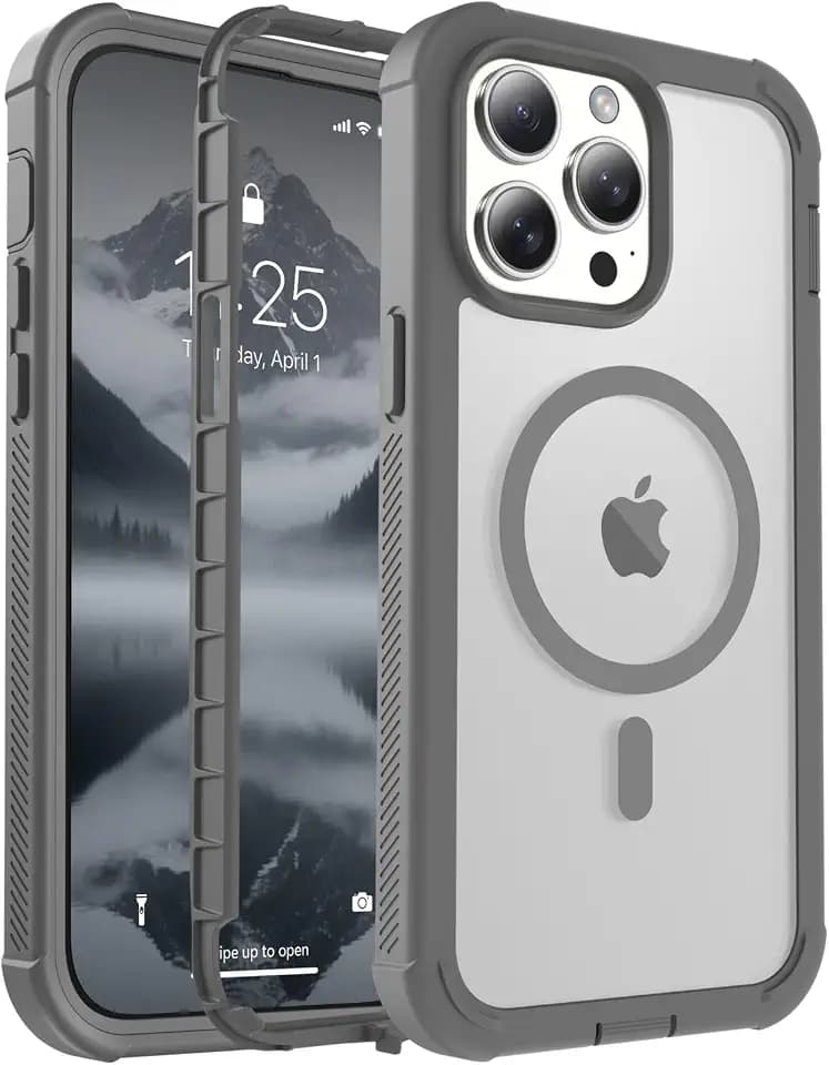 jaroco Magnetic for iPhone 14 Pro Case Heavy Duty Protection Gray
