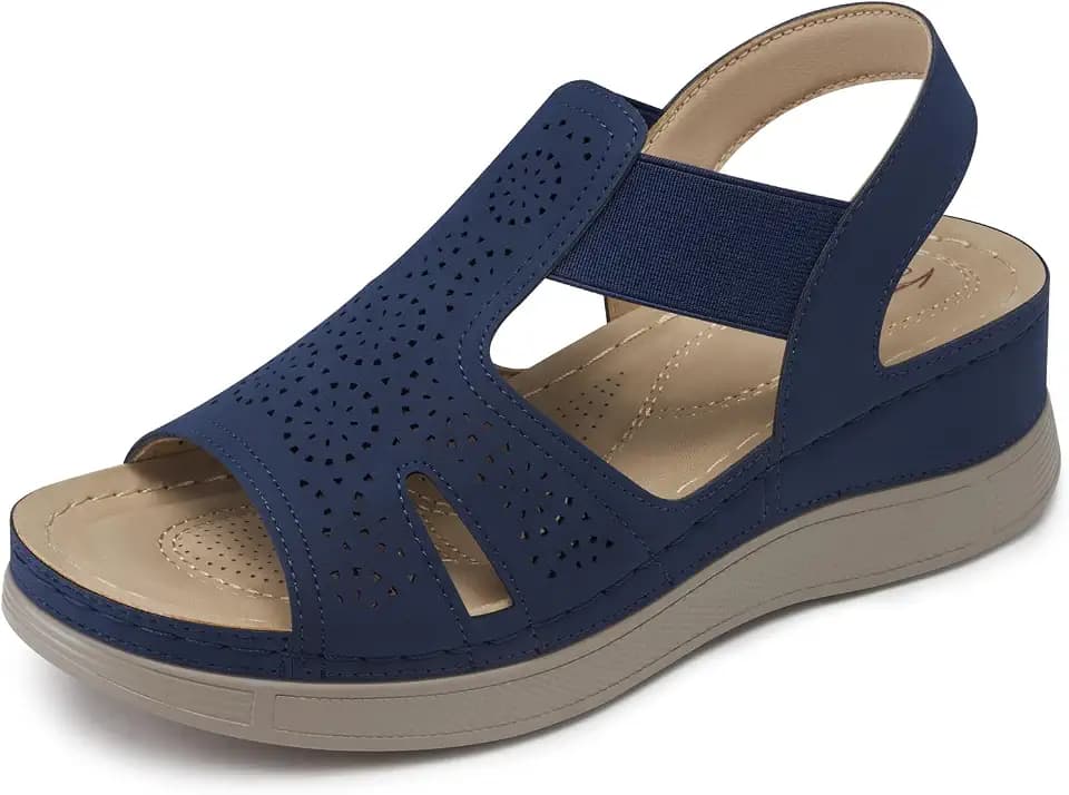SHIBEVER Wedge Sandals Women Comfortable: Low Heel Wedges Casual Summer
