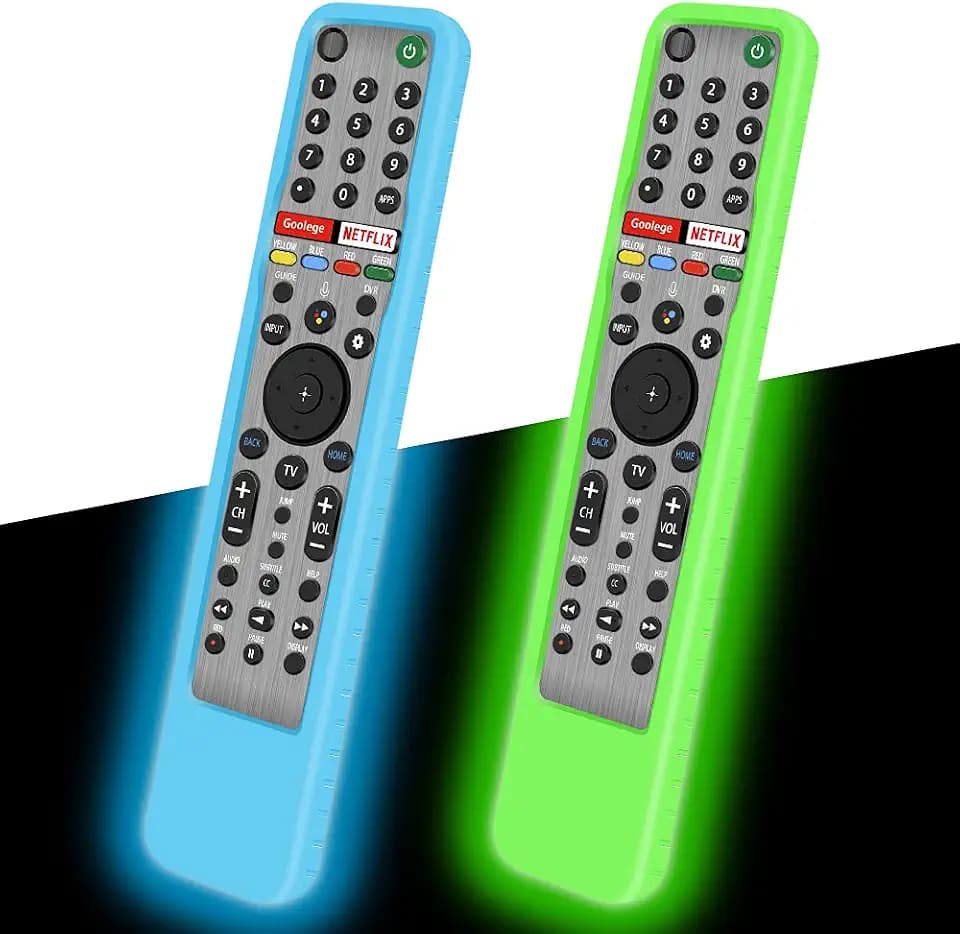 2 Pack Silicone Case for Sony RMF-TX600U RMF-TX500U Remote Control [Anti-Slip] Protective Cover for Sony RMF-TX621U RMF-TX520U Voice Remote Case Sleeve Holder Protector Skin-Glow Blue, Glow Green