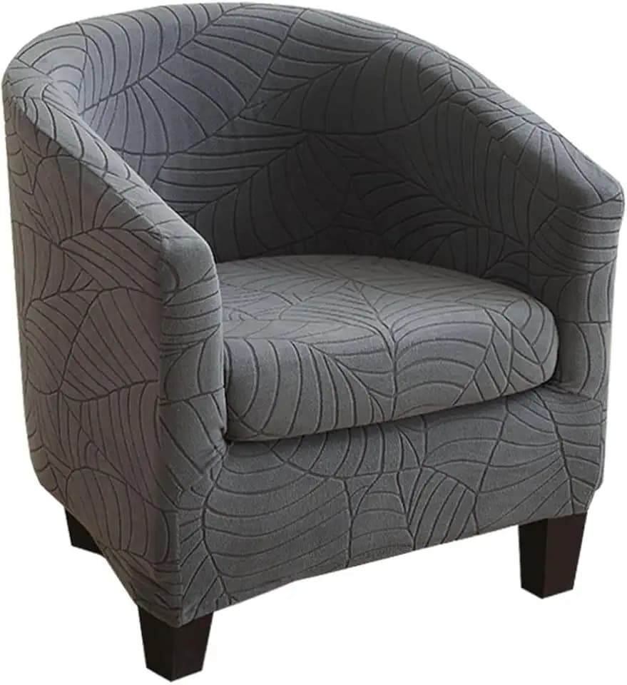 ANWUCHEN 2PCS Club Chair Slipcover,Stretch Barrel Chair Covers Dark Gray