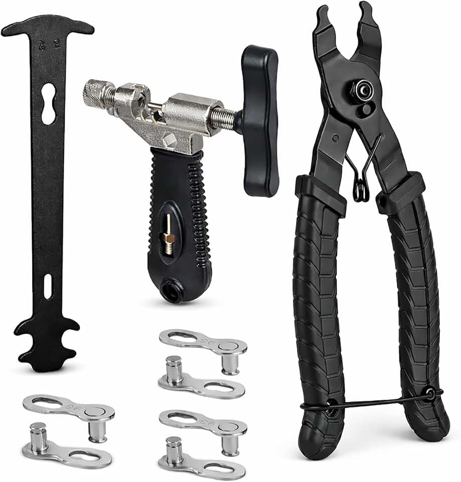 Bike Chain Tool, Bicycle Chain Tool with Master Link Plier Chain Breaker and Chain Wear Checker for Bike Chain link Removal Repair