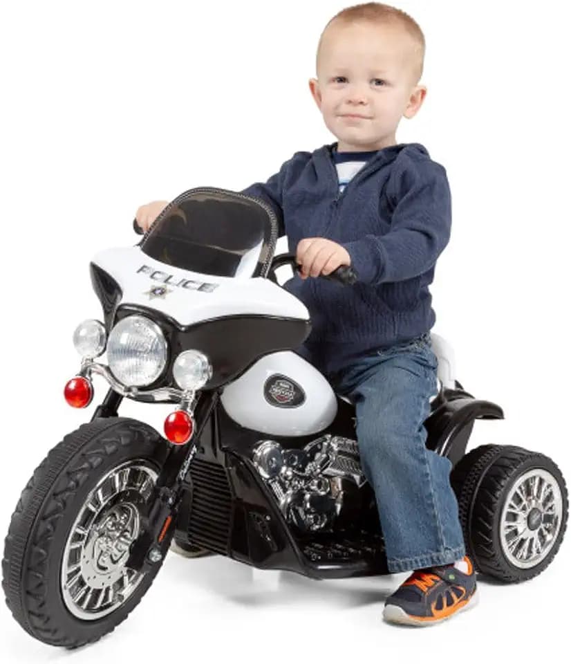 Lil' Rider Kids Motorcycle, Police 3-Wheel Ride on Toy, Black