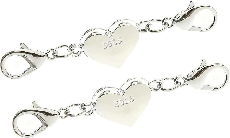 2 Stück Magnetverschluss Kette Silber Herz Kettenverlängerung Schmuck