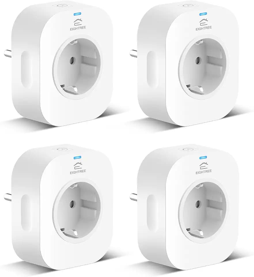 EIGHTREE Smart WLAN Steckdose mit Strommessung 16A, 2,4-GHz-WLAN 4er Pack