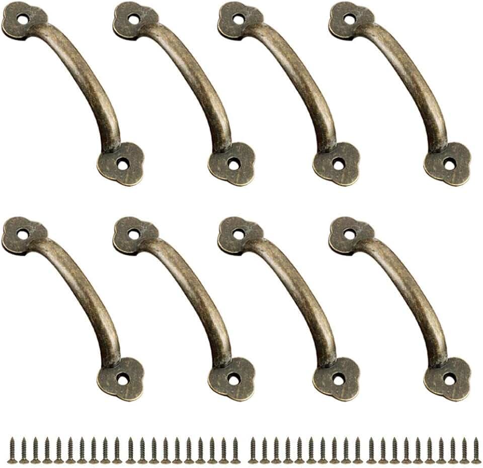 8 Möbelgriffe, Türgriff, Abstand, rustikal, aus Zinklegierung, für Küche, Scheunentor, Garten, Schuppen (100 mm)