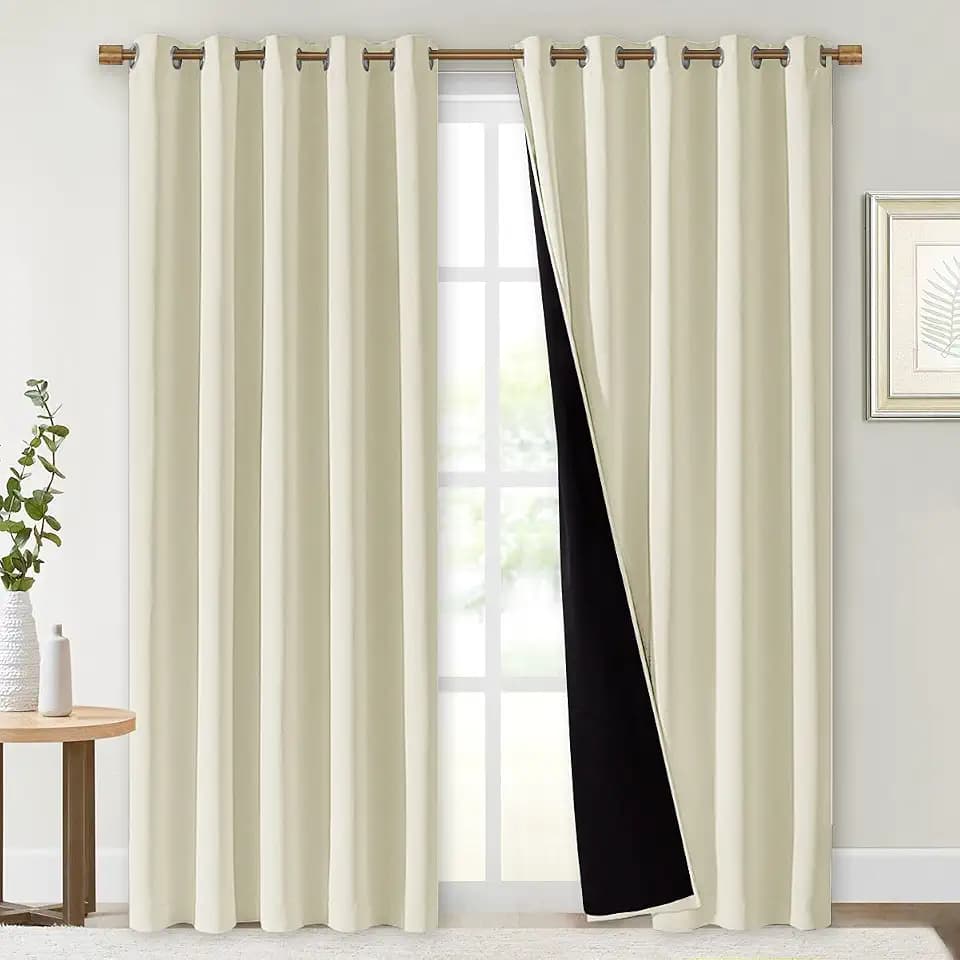 NICETOWN Beige Curtains Draperies for Living Room 70" w x 84" L 2 Panels