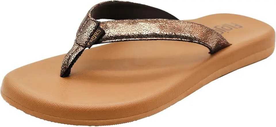 Flojos Campbell Women's Sandal, Metallic Strap W/Mega Comfort Molded Pu Sock