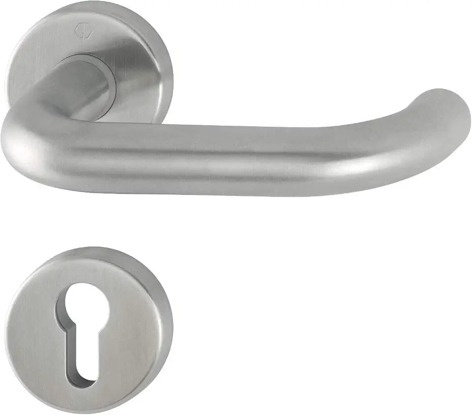 HOPPE 3286366 Drückergarnitur Paris mit Rosetten PZ (Profilzylinder), Edelstahl matt