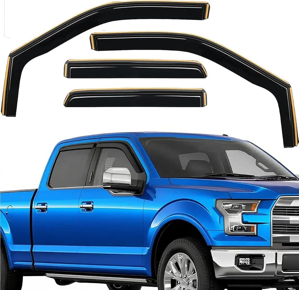 in-Channel Rain Guards for Ford F150 2021-2025 SuperCrew,Extra Durable Vent Deflector,F-150 Raptor Crew Cab Window Deflectors Vent Visor