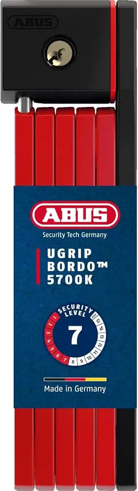 ABUS Faltschloss Bordo uGrip 5700K SH mit Halterung - Fahrradschloss mit 5 mm starken Stäben - ABUS-Sicherheitslevel 7