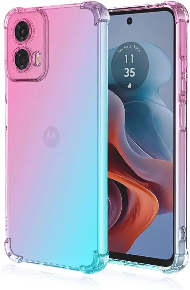 Topme Hülle für Motorola Moto Edge 50 Fusion (6.7" Inches), Handyhülle aus Weichem TPU Silikon, Transparent, mit Farbverlauf - Rosa Grün