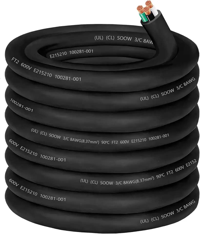 50ft 8/3 SOOW Cable Portable Power Cable,40A 8/3 SO Cord SOOW Wire