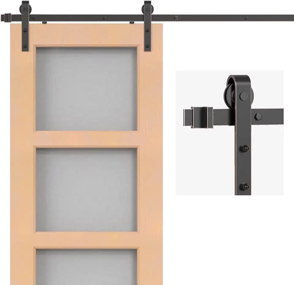 ORB Oil Rubbed Bronze Sliding Barn Door Hardware Kit with 8FT Track/Rail Brushed Antique Bronze