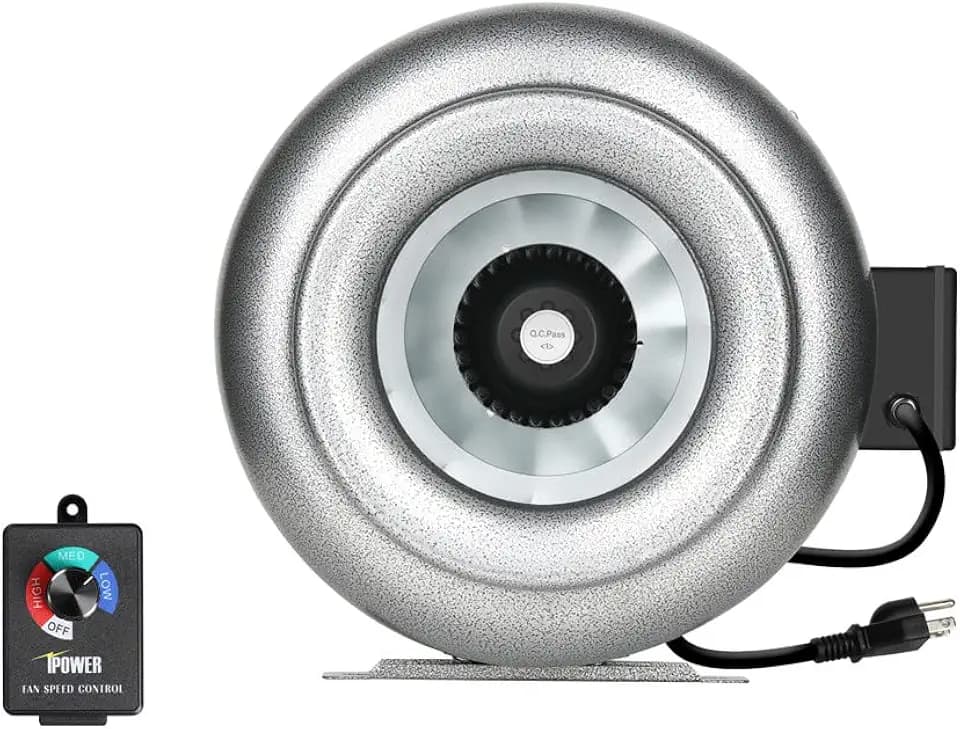iPower 10 Inch 318 CFM Inline Duct Ventilation Fan Combo, for Grow Tent, Black