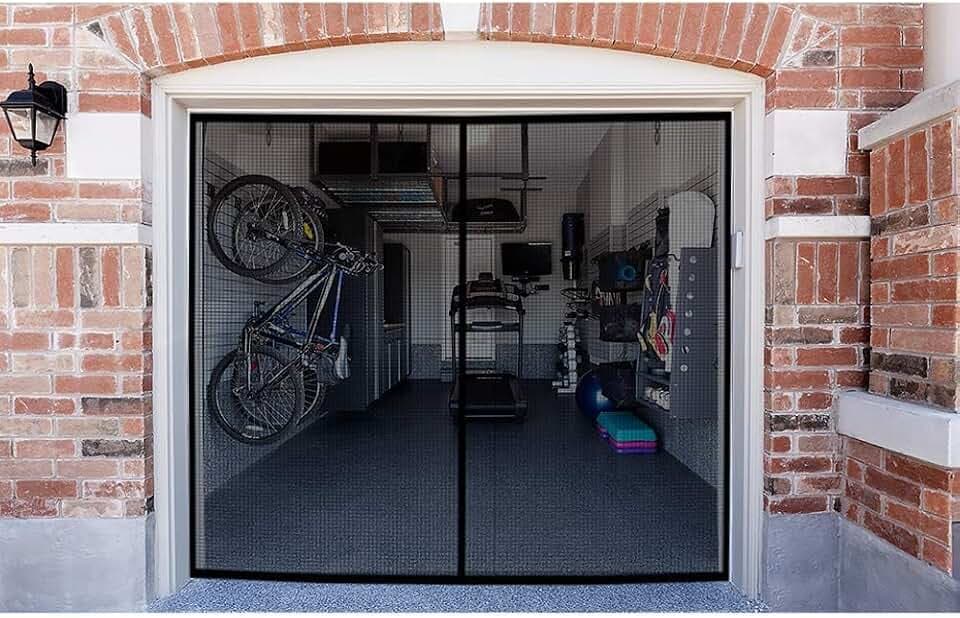 Garage Screen Door Mesh for 1 Car, 9x7 ft Single Magnetic Fiberglass Net