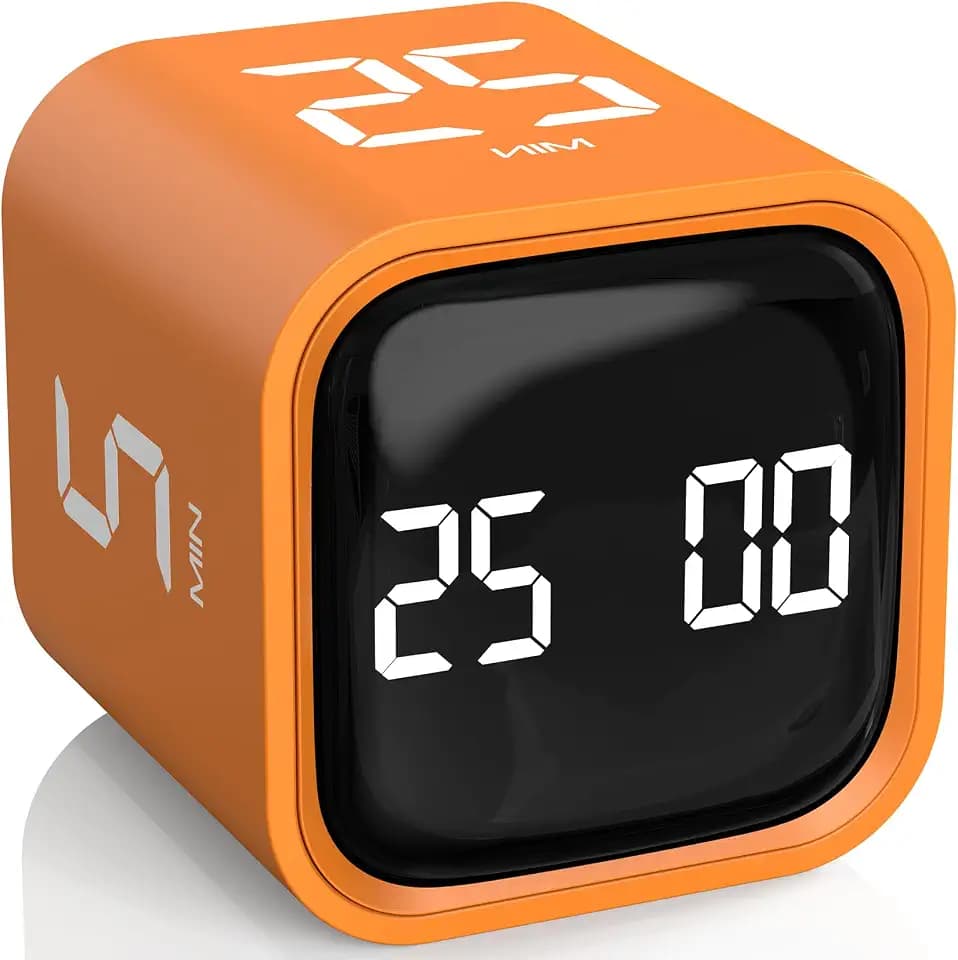 Rotating Productivity Timer 5/25/10/50, Desk Flip Timer for ADHD,Orange