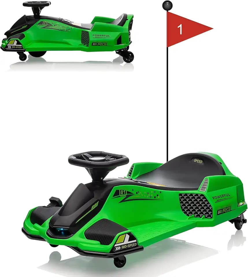GarveeLife Kids Drifting Car,12V Ride On Go Kart 45W Brushless Quiet Motor