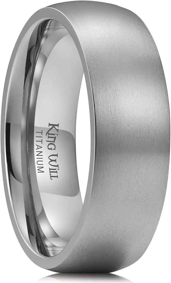 King Will BASIC 5MM/7MM Silber Titanium Ring Ehering für Männer Frauen Paar Ring gebürstet/matt gewölbt/Stufenrand Komfort Fit