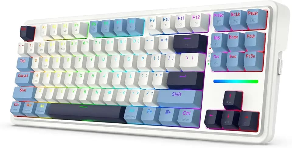 Redragon K728 PRO 80% kabellose Gasket RGB Gaming-Tastatur, 3-Modi 87 Tasten TKL mechanische Tastatur mit Hot-Swap-Sockel, gemischte Farb-Tastenkappen und 5-lagige Geräuschdämpfung, lineare Schalter