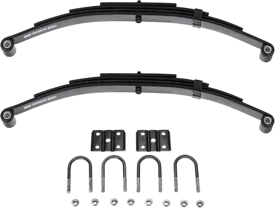 Youxmoto 3500lb Single Trailer Axle Suspension Kit 1750lb Leaf Springs & Ubolt Kit; Pair of Trailer Leaf Spring 4 Leaf Double Eye, 25-1/4" L, 1-3/4" Width, 9/16 Eye I.D