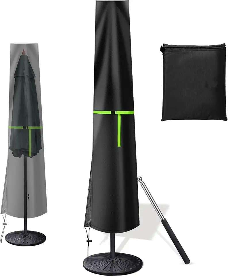 GEMITTO Schirmhülle Wasserdicht Sonnenschirm Schutzhülle mit Stab, Outdoor Sonnenschirm Abdeckung für 2 bis 4 m Schirme, Wetterfest Anti-UV Winddicht Ampelschirm Schutzhülle