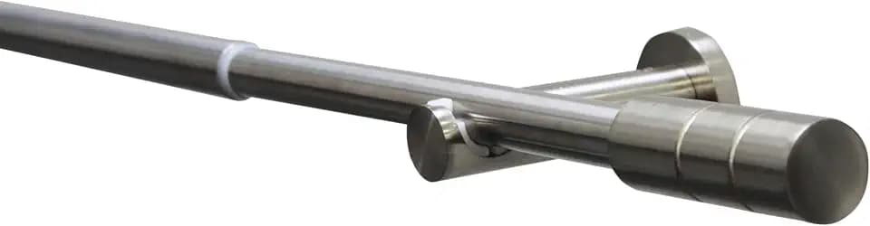 Gardinia Gardinenstangen-Set Kreta, Ausziehbar, Metall, Edelstahl-Optik | Komplettstilgarnitur, Inklusive Befestigungsmaterial, Vorhangstange, 120-210 cm, Ø 16/19 mm, 3 Träger