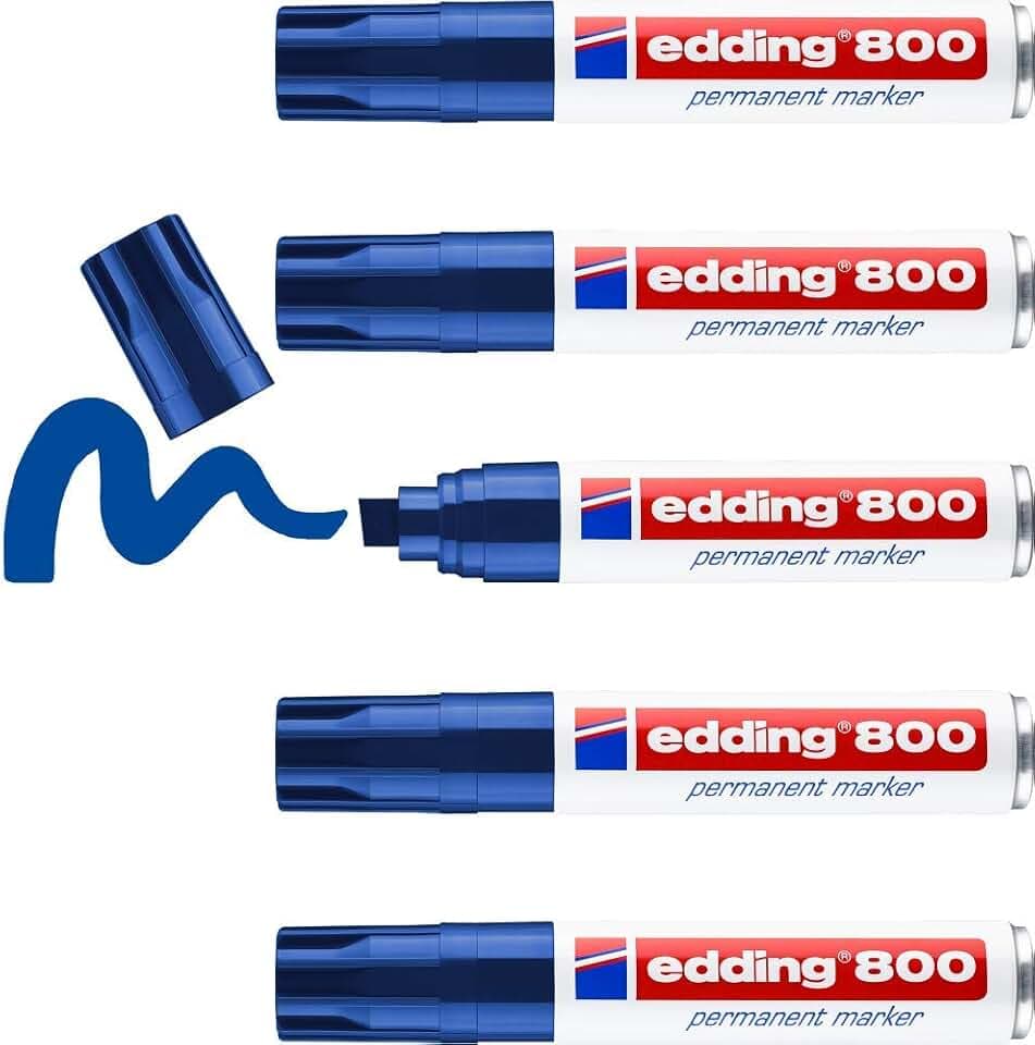 edding 800 Permanentmarker - blau - 5 Stifte - für breite Markierungen