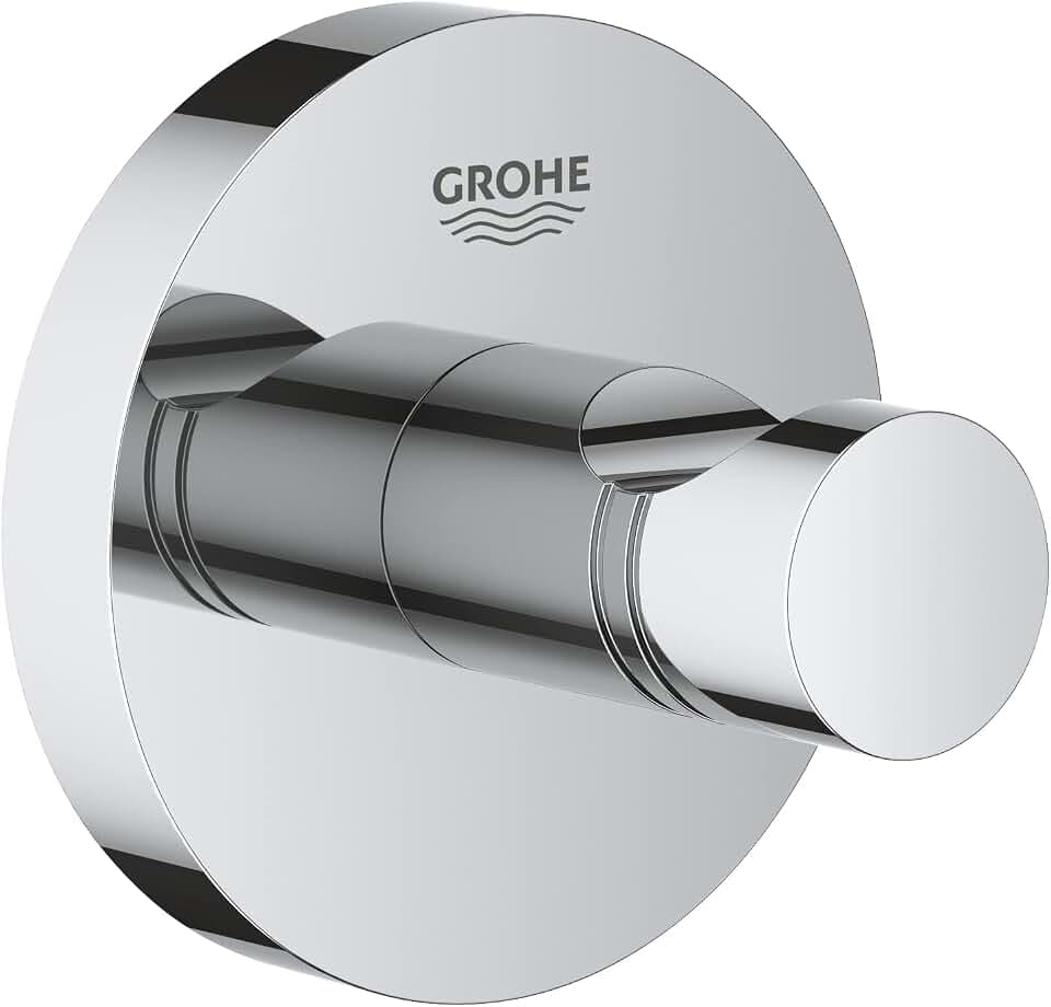 GROHE Start, Bademantelhaken ohne Bohren (Handtuchhalter mit verdeckter Befestigung, zum Kleben oder Bohren, mit Schrauben und Dübel, ohne Kleber), chrom, 41173000