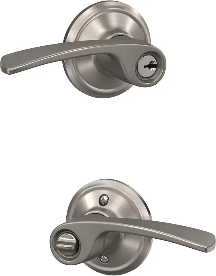 SCHLAGE Merano Keyed Entry Door Handle, Reversible, Satin Nickel