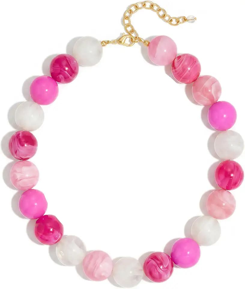 Colorful Chunky Beaded Necklace for Women Trendy Summer Jewelry
