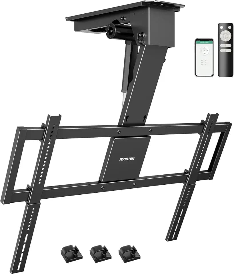 monTEK Motorized Ceiling TV Mount for 32-75 Inch TVs, Holds up to 121 lb